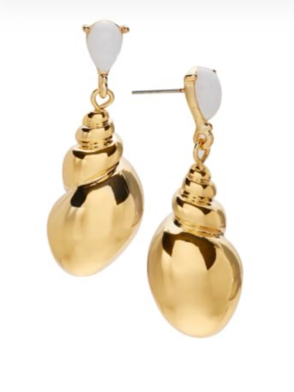 On 34th Gold-Tone Shell White Stone Earrings